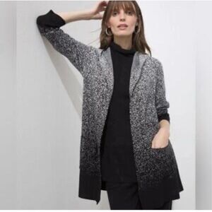 NWT Chico's Zenergy Cotton-Cashmere Blend Ombre Hooded Cardigan Women’s Size L